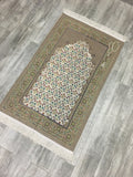 Olive Green Andalus Flowers Prayer Mat, Prayer Mat with Tasbeeh, Prayer Rug, Muslim Janamaz, Namaz Rug, Musallah, Islamic Gift