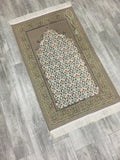 Olive Green Andalus Flowers Prayer Mat, Prayer Mat with Tasbeeh, Prayer Rug, Muslim Janamaz, Namaz Rug, Musallah, Islamic Gift