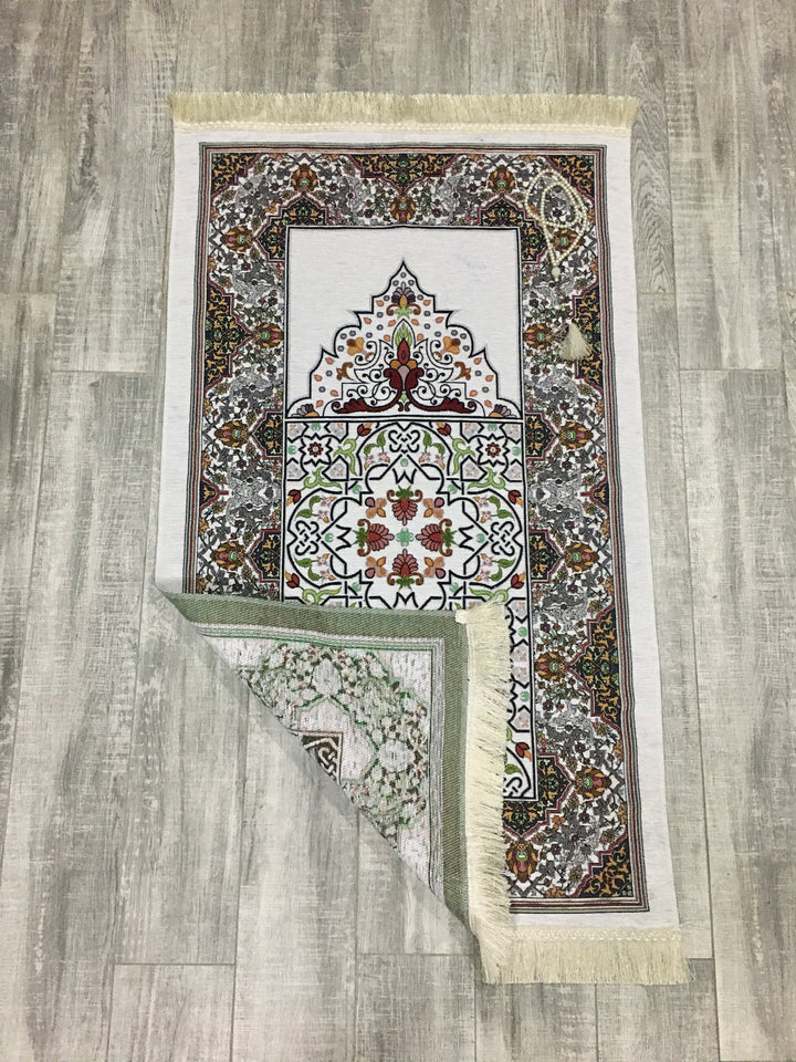 Traditional Designed Prayer Mat, Prayer Mat with Tasbeeh, Prayer Rug, Muslim Janamaz, Namaz Rug, Musallah, Islamic Gift