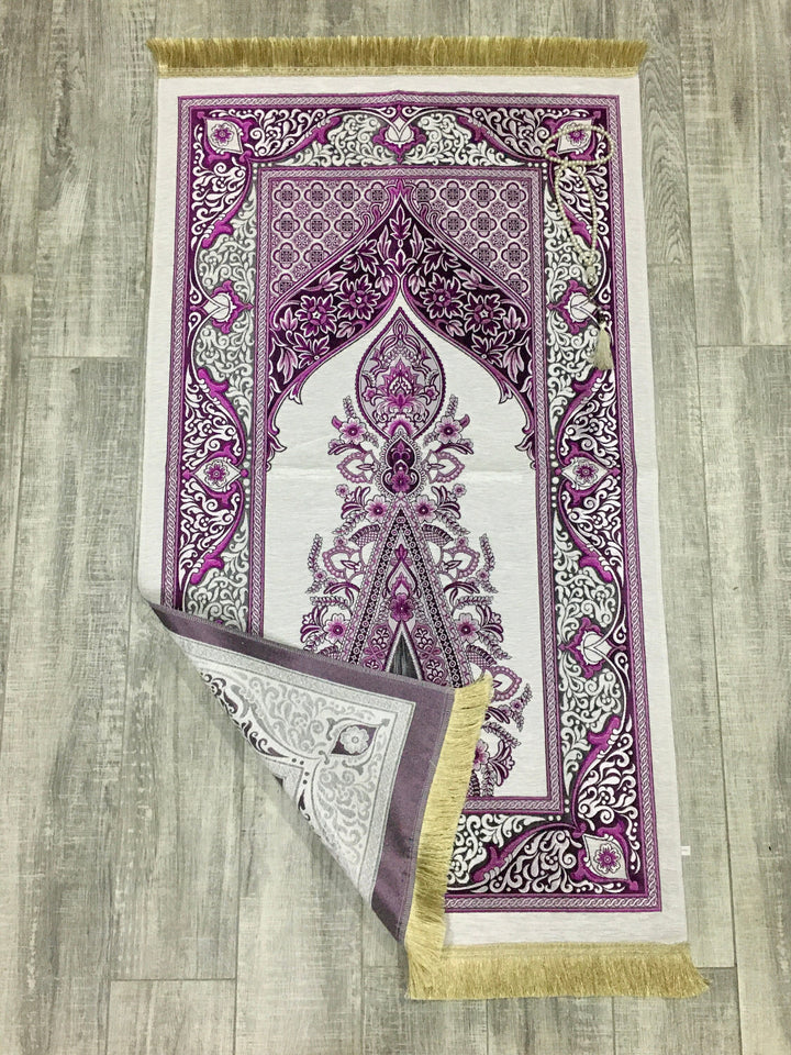 Violet Dream Prayer Mat, Prayer Mat with Tasbeeh, Prayer Rug, Muslim Janamaz, Namaz Rug, Musallah, Islamic Gift