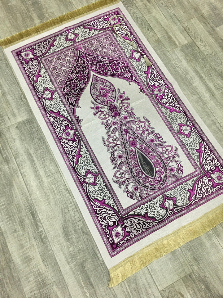 Violet Dream Prayer Mat, Prayer Mat with Tasbeeh, Prayer Rug, Muslim Janamaz, Namaz Rug, Musallah, Islamic Gift