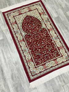 Classy Red Prayer Mat, Prayer Mat with Tasbeeh, Prayer Rug, Muslim Janamaz, Namaz Rug, Musallah, Islamic Gift - islamicbazaar