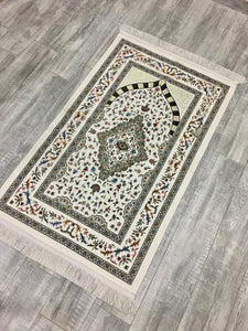 White Tulip Garden Prayer Mat, Prayer Mat with Tasbeeh, Prayer Rug, Muslim Janamaz, Namaz Rug, Musallah, Islamic Gift - islamicbazaar