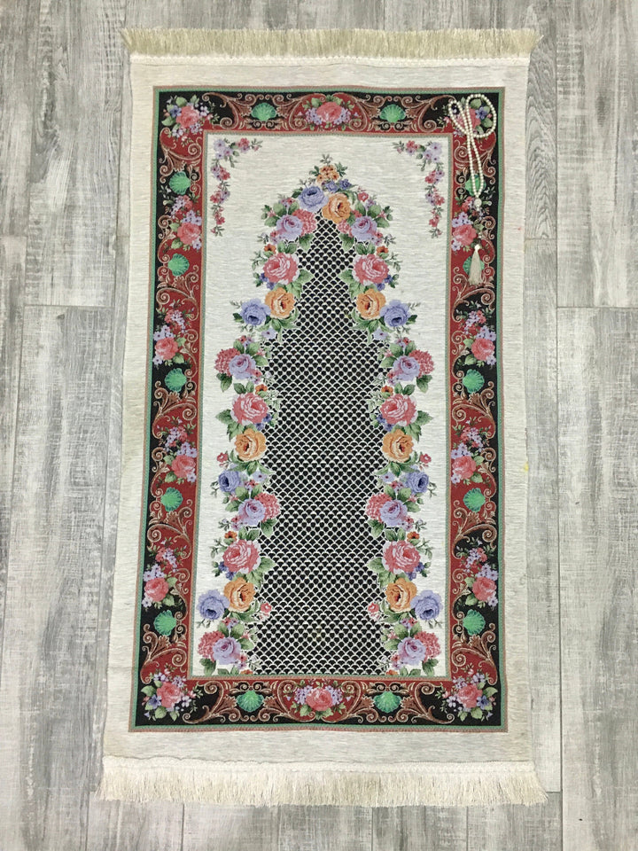 Colorful Roses Prayer Mat, Prayer Mat with Tasbeeh, Prayer Rug, Muslim Janamaz, Namaz Rug, Musallah, Islamic Gift