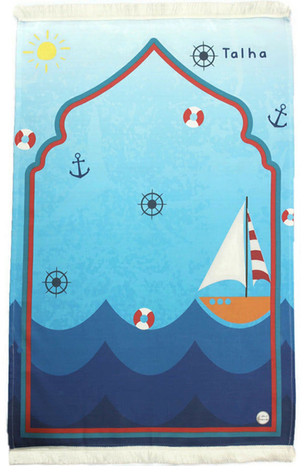 Personalized Prayer Mat for Kids, Sailor Islamic Praying Rug for Children, Educational Prayer Mat, Janamaz Muslim Child My First Prayer Mat