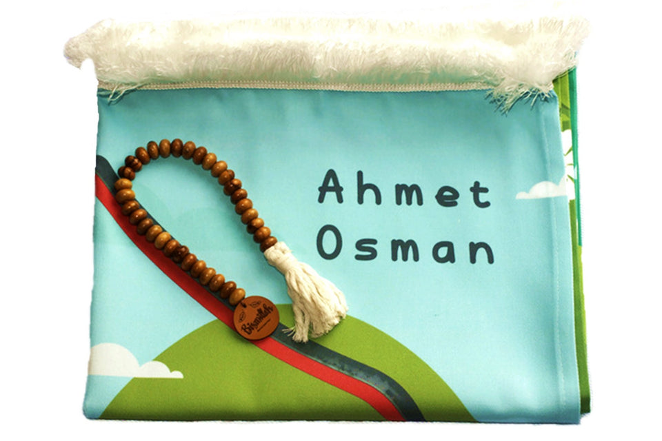 Personalized Prayer Mat for Kids, Red Car Islamic Praying Rug for Children, Educational Prayer Mat, Janamaz Muslim Child My First Prayer Mat