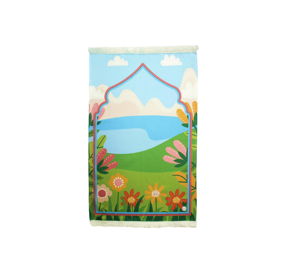 Personalized Prayer Mat for Kids, Good Day Islamic Praying Rug for Children Educational Prayer Mat, Janamaz Muslim Child My First Prayer Mat