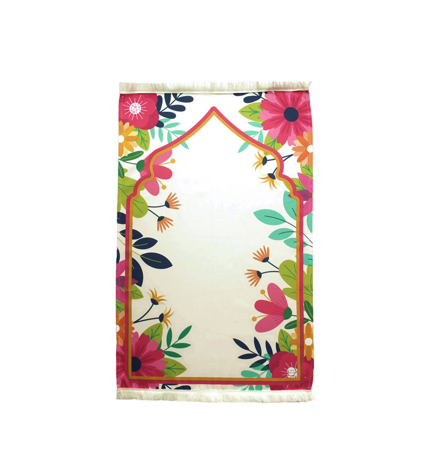 Personalized Prayer Mat for Kids, Riot of Flowers Islamic Praying Rug for Children, Educational Prayer Mat, Janamaz Muslim Child,