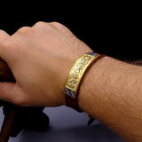 Personalized Sterling Silver Leather Bracelet, Islamic Art, Silver Bracelet, Ideal gift, Custom Bracelet, Gift For Him, Gifts for Her, Groom