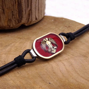 925 Sterling Silver Bracelet, Leather Bracelet, Seljuk Eagle Bracelet, Bracelet for Men, Groom, Ideal gift, Gift For Him, Bracelet Gifts