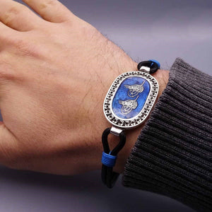 Personalized Sterling Silver Leather Bracelet, Tugra Motif, Mens Bracelet, Ideal gift, Custom Bracelet, Gift For Him, Gifts for Her, Bangles