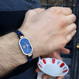 Personalized Sterling Silver Leather Bracelet, Islamic Art, Personalized Bracelets, Ideal gift, Custom Bracelet, Bracelets with Names, Gift