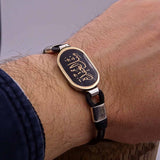 Personalized Sterling Silver Leather Bracelet, Islamic Art, Personalized Bracelet, Ideal gift, Custom Bracelet, Name Bracelets