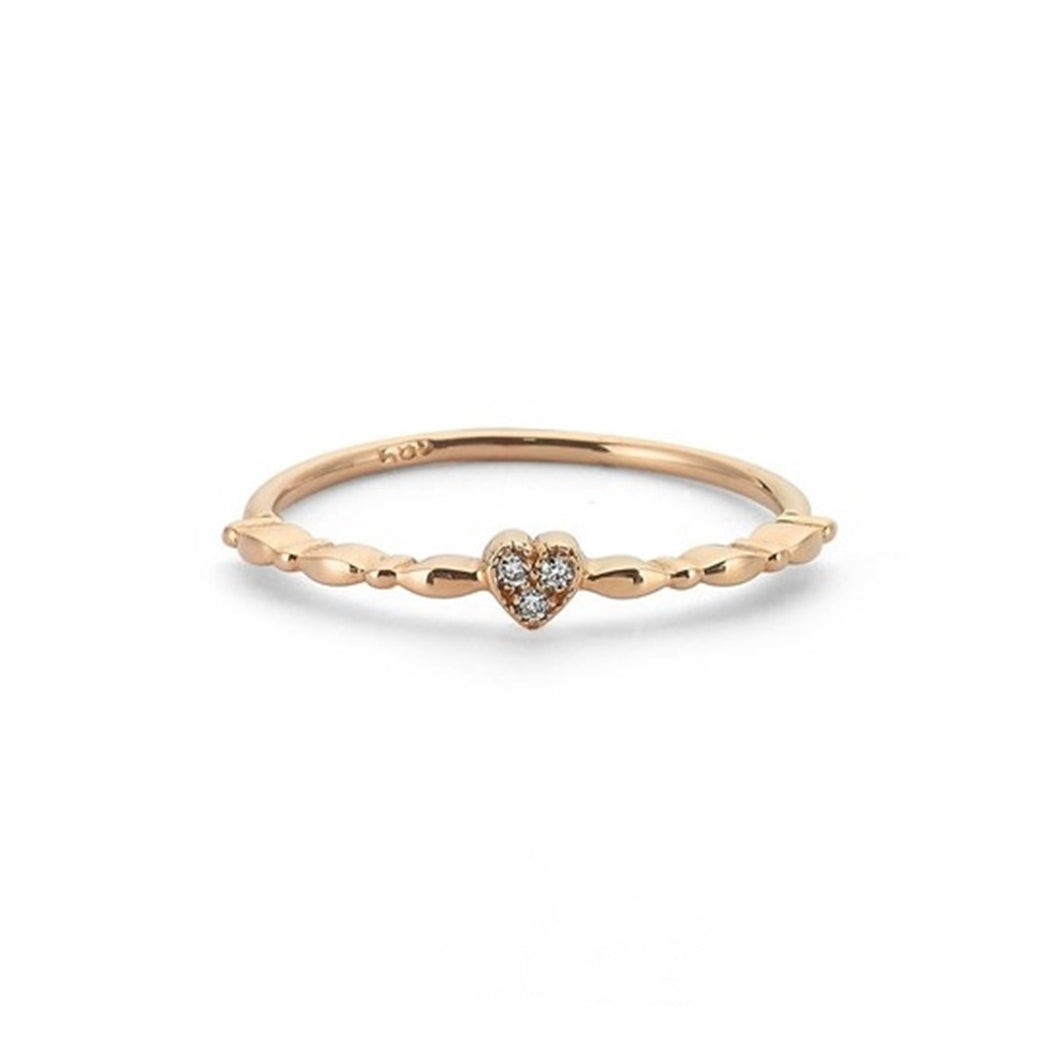 Little Heart Gold Ring, Diamond Stone Ring, Dainty Rings, Diamond Dainty Rings, Gift for Wife, Ideal Gift, Jewelry Gift, Gift for Her