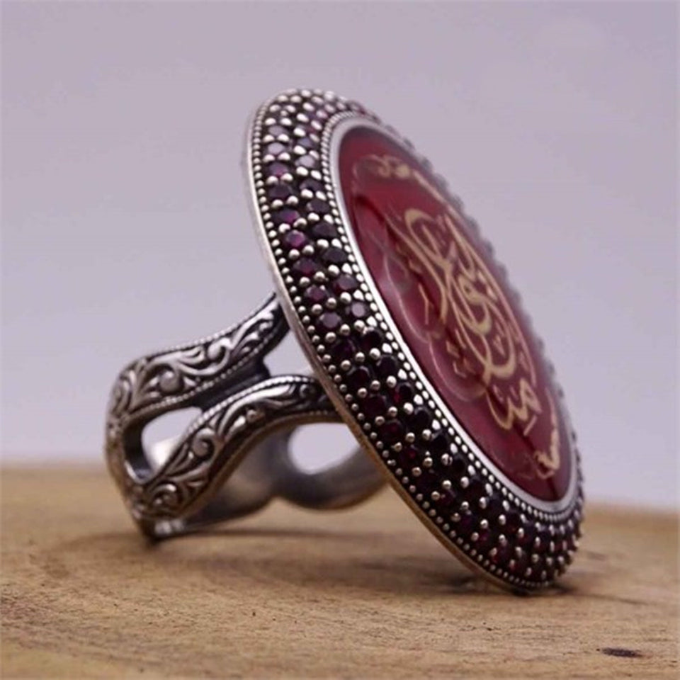 Cincin Perak Sterling 925 buatan tangan, cincin untuk wanita, hadiah untuknya, cincin wanita, hadiah ulang tahun, seni Islam, cincin kaligrafi
