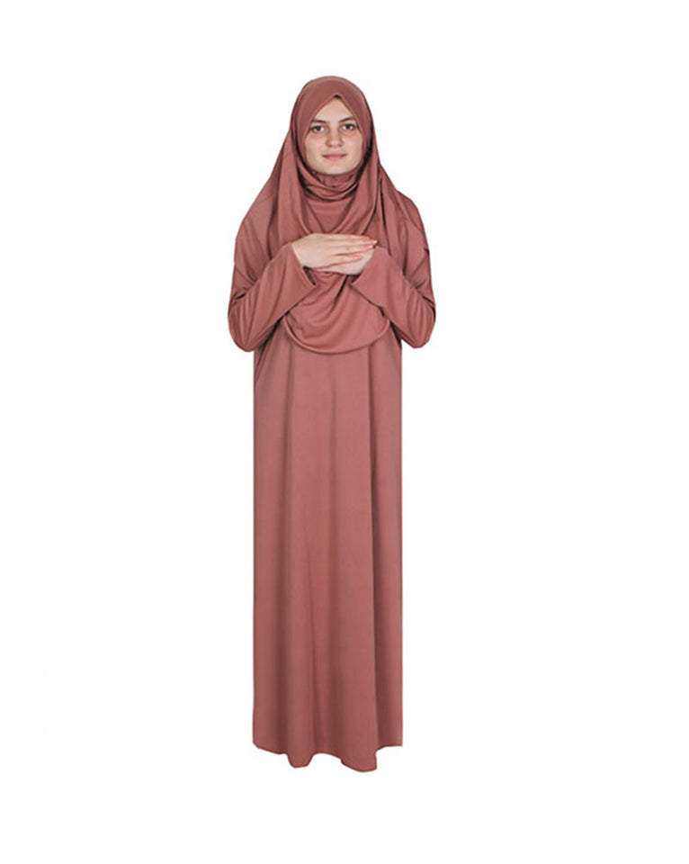 Cinnamon One Piece Women's Prayer Dress | Abaya | Burqa | Muslim Prayer Dress | Islamic Dress | Khimar Niqab | Jalabiya | Muslim Gifts