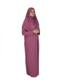 Dark Rose One Piece Women's Prayer Dress | Abaya | Burqa | Muslim Prayer Dress | Islamic Dress | Khimar Niqab | Muslim Gift | Islamic Caftan