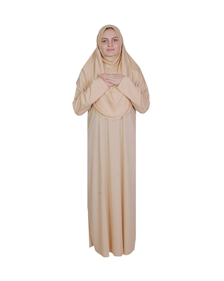 Beige One Piece Women's Prayer Dress | Abaya | Burqa | Muslim Prayer Dress | Islamic Dress | Khimar Niqab | Gifts for Her | Jainamaz |Jilbab