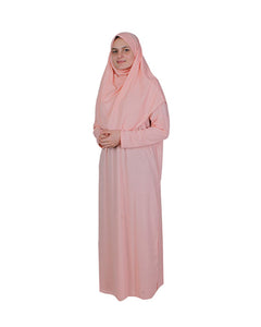 Soft Pink One Piece Women's Prayer Dress | Abaya | Burqa | Muslim Prayer Dress | Islamic Dress | Khimar Niqab | Muslim Gift | Plus Size