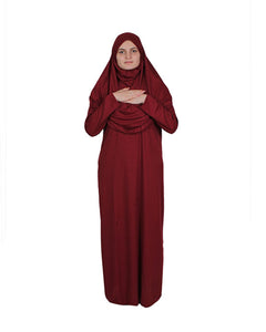 Burgundska ženska molitvena haljina u jednom komadu | Abaya | Burqa | Muslimanska molitvena haljina | Islamska haljina | Khimar Niqab | Muslimanski poklon | Islamska haljina