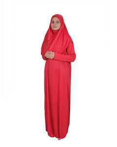 Vermilion One Piece Women's Prayer Dress | Abaya | Burqa | Muslim Prayer Dress | Islamic Dress | Khimar Niqab | Muslim Gift | Muslim Kids