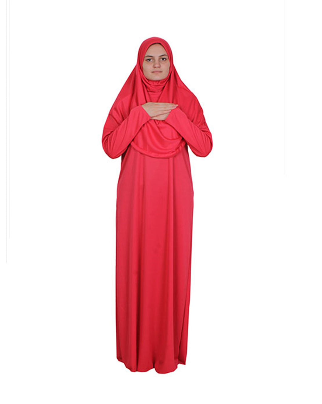 Vermilion One Piece Women's Prayer Dress | Abaya | Burqa | Muslim Prayer Dress | Islamic Dress | Khimar Niqab | Muslim Gift | Muslim Kids