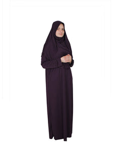 Dark Purple One Piece Women's Prayer Dress | Abaya | Burqa | Muslim Prayer Dress | Islamic Dress | Khimar Niqab | Muslim Gift