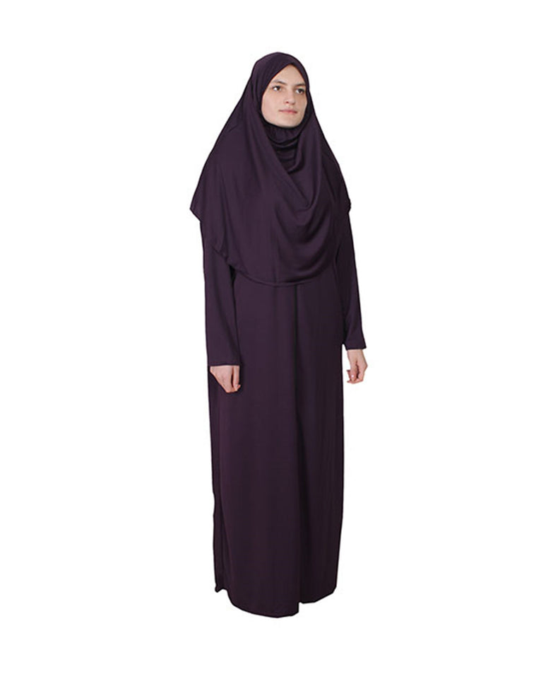 Purple One Piece Women's Prayer Dress | Abaya | Burqa | Muslim Prayer Dress | Islamic Dress | Khimar Niqab | Muslim Gift | Muslim Kids Dress