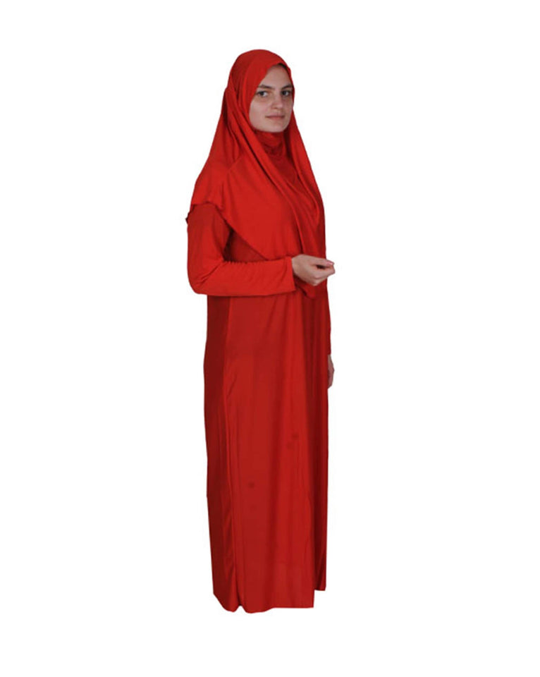 Red One Piece Women's Prayer Dress | Abaya | Burqa | Muslim Prayer Dress | Islamic Dress | Khimar Niqab | Muslim Gift | Islamic Dress | Kids