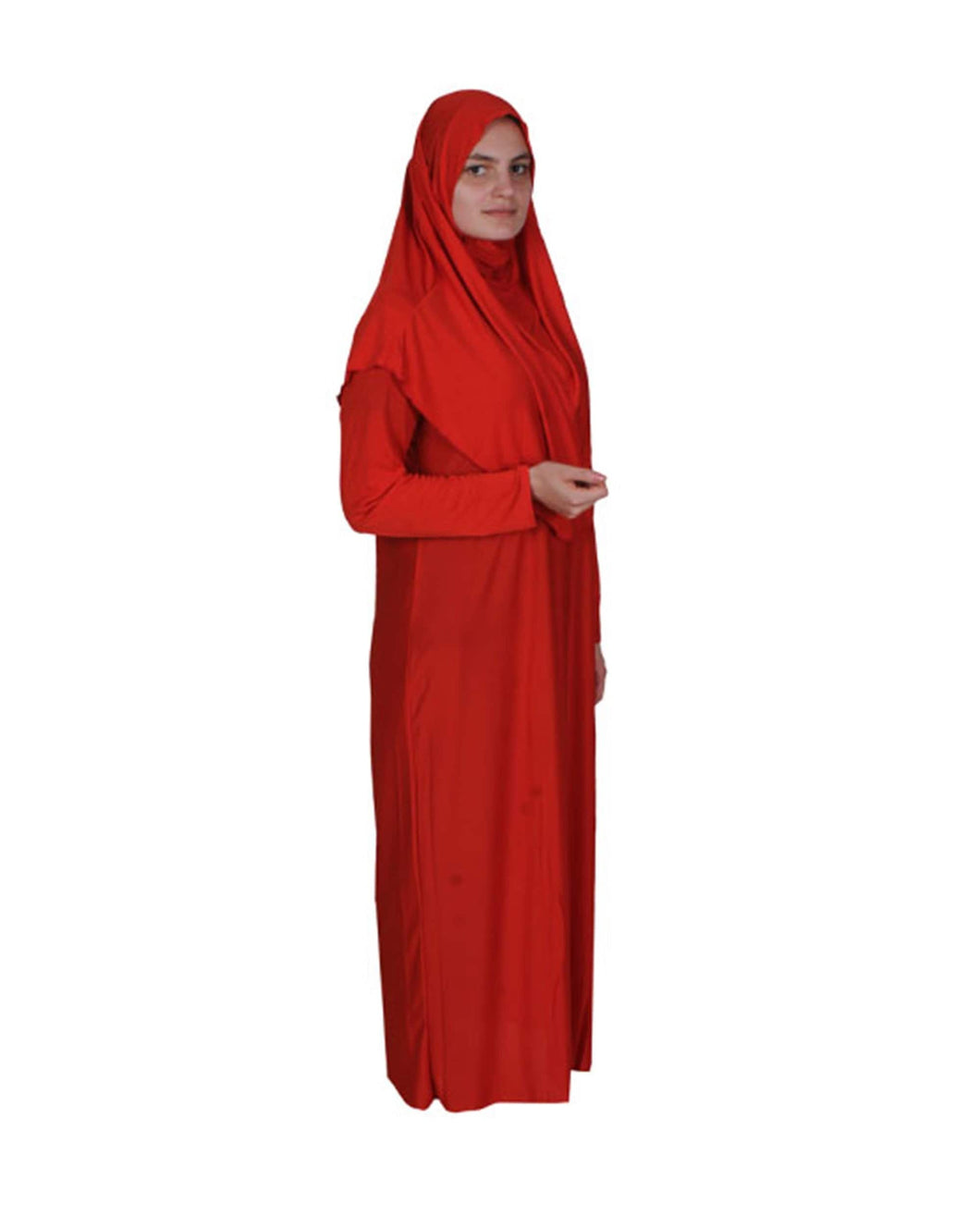 Red One Piece Women's Prayer Dress | Abaya | Burqa | Muslim Prayer Dress | Islamic Dress | Khimar Niqab | Muslim Gift | Islamic Dress | Kids