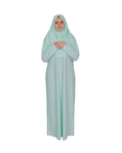 Eau de Nil One Piece Women's Prayer Dress | Abaya | Burqa | Muslim Prayer Dress | Khimar | Muslim Gift | Gifts for Her | Maternity Dress
