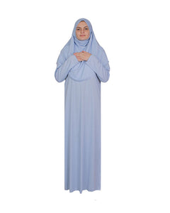 Dječja plava jednodijelna ženska molitvena haljina | Ženska Abaya | Burqa | Muslimanska molitvena haljina | Khimar | Muslimanski poklon | Pokloni za nju | Niqab