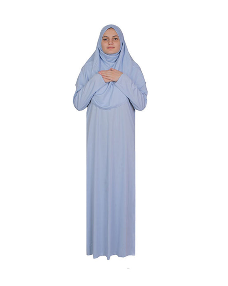 Baby Blue One Piece Women's Prayer Dress | Womens Abaya | Burqa | Muslim Prayer Dress | Khimar | Muslim Gift | Gifts for Her | Niqab