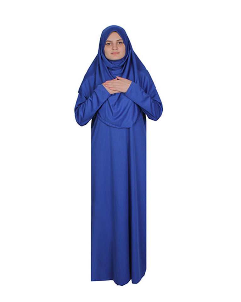Electric Blue One Piece Women's Prayer Dress | Womens Abaya | Burqa | Muslim Prayer Dress | Khimar Niqab | Muslim Gift | Gifts for Her |