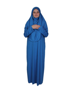 Blue One Piece Women's Prayer Dress | Womens Abaya | Burqa | Muslim Prayer Dress | Khimar Niqab | Jilbab | Gifts for Her | Muslim Kids Gift