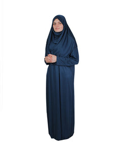 Dark Navy One Piece Womens Prayer Dress | Womens Abaya | Women Burqa | Muslim Prayer Dress | Khimar Niqab | Gifts for Her | Muslim Kids Gift