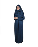 Dark Navy One Piece Womens Prayer Dress | Womens Abaya | Women Burqa | Muslim Prayer Dress | Khimar Niqab | Gifts for Her | Muslim Kids Gift