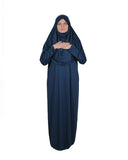 Dark Navy One Piece Womens Prayer Dress | Womens Abaya | Women Burqa | Muslim Prayer Dress | Khimar Niqab | Gifts for Her | Muslim Kids Gift