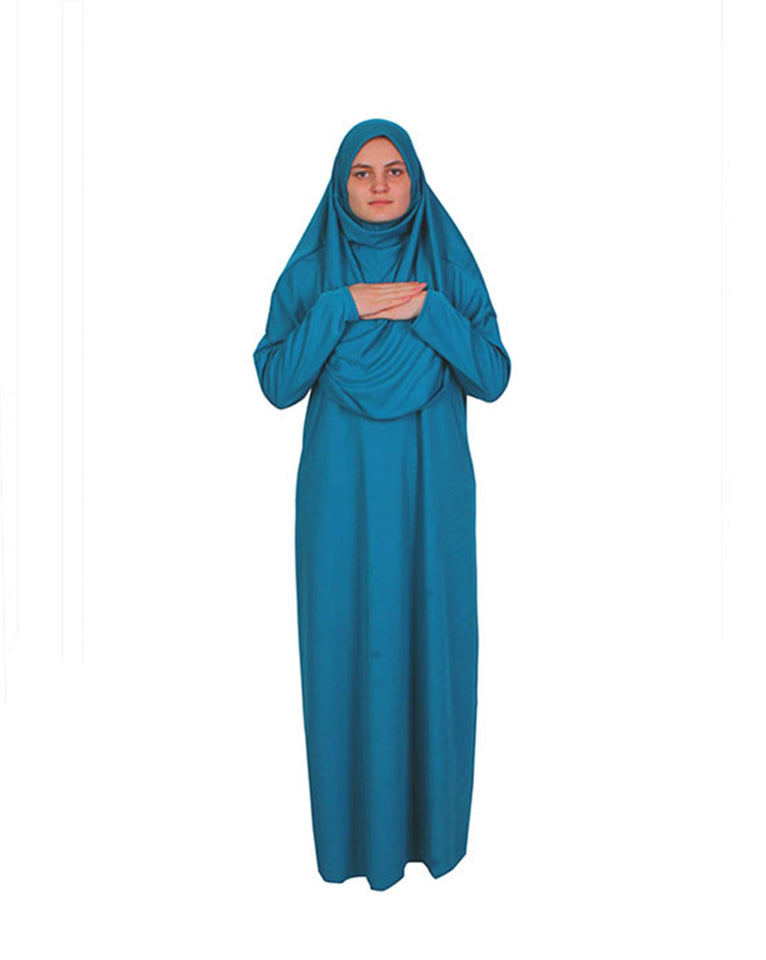 Turquoise One Piece Womens Prayer Dress | Womens Abaya | Women Burqa | Muslim Prayer Dress | Khimar Niqab | Gifts for Her | Muslim Kids Gift