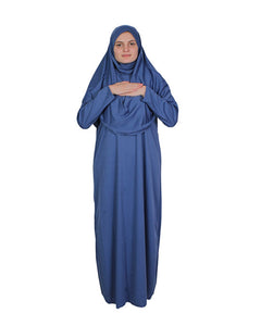 Indigo One Piece Women's Prayer Dress | Abaya | Burqa | Muslim Prayer Dress | Khimar Niqab Jilbab Jalabiya | Muslim Gift | Gifts for Her |