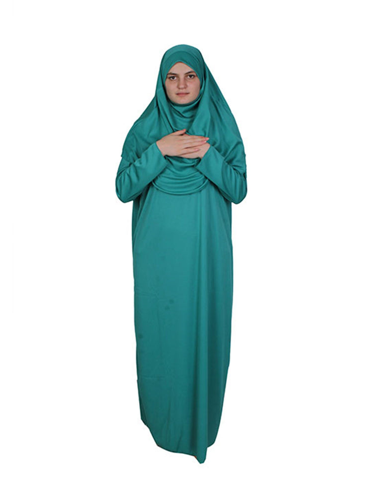 Petrol Green One Piece Women's Prayer Dress | Abaya | Burqa | Muslim Prayer Dress | Khimar Niqab Jilbab | Muslim Gift | Gifts for Her |
