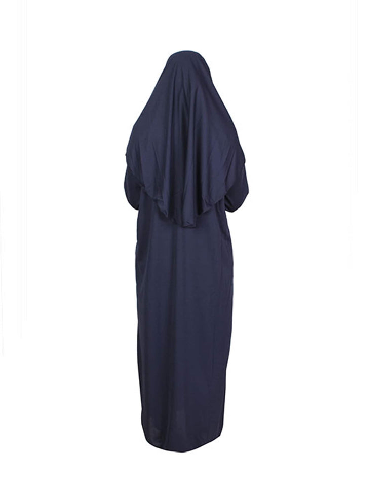 Navy Blue One Piece Women's Prayer Dress | Abaya | Burqa | Muslim Prayer Dress | Khimar Niqab Jilbab | Muslim Kids Gift | Gifts for Her |
