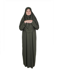 Khaki One Piece Women's Prayer Dress | Abaya | Burqa | Muslim Prayer Dress | Khimar Niqab Jilbab | Muslim Kids Gift | Gifts for Her | Hijab