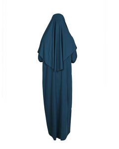 Petrol Blue One Piece Women's Prayer Dress | Abaya | Burqa | Muslim Prayer Dress | Khimar Niqab Jilbab | Muslim Kids Gift | Gifts for Her |