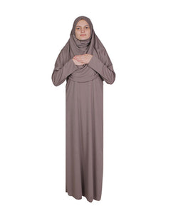 Milky Brown One Piece Women's Prayer Dress | Womens Abaya | Burqa | Muslim Prayer Dress | Khimar | Muslim Gift | Gifts for Her | Niqab