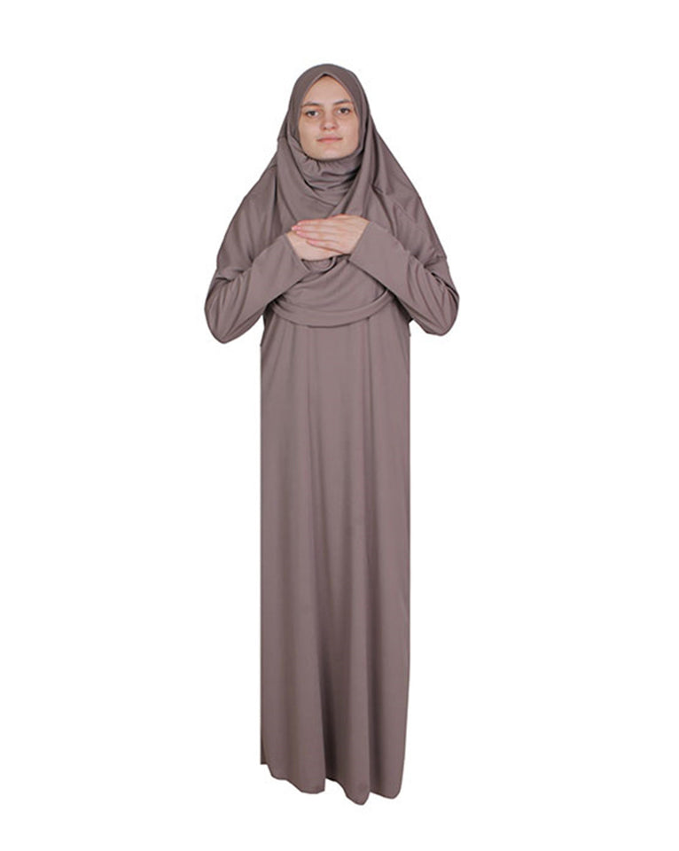 Milky Brown One Piece Women's Prayer Dress | Womens Abaya | Burqa | Muslim Prayer Dress | Khimar | Muslim Gift | Gifts for Her | Niqab