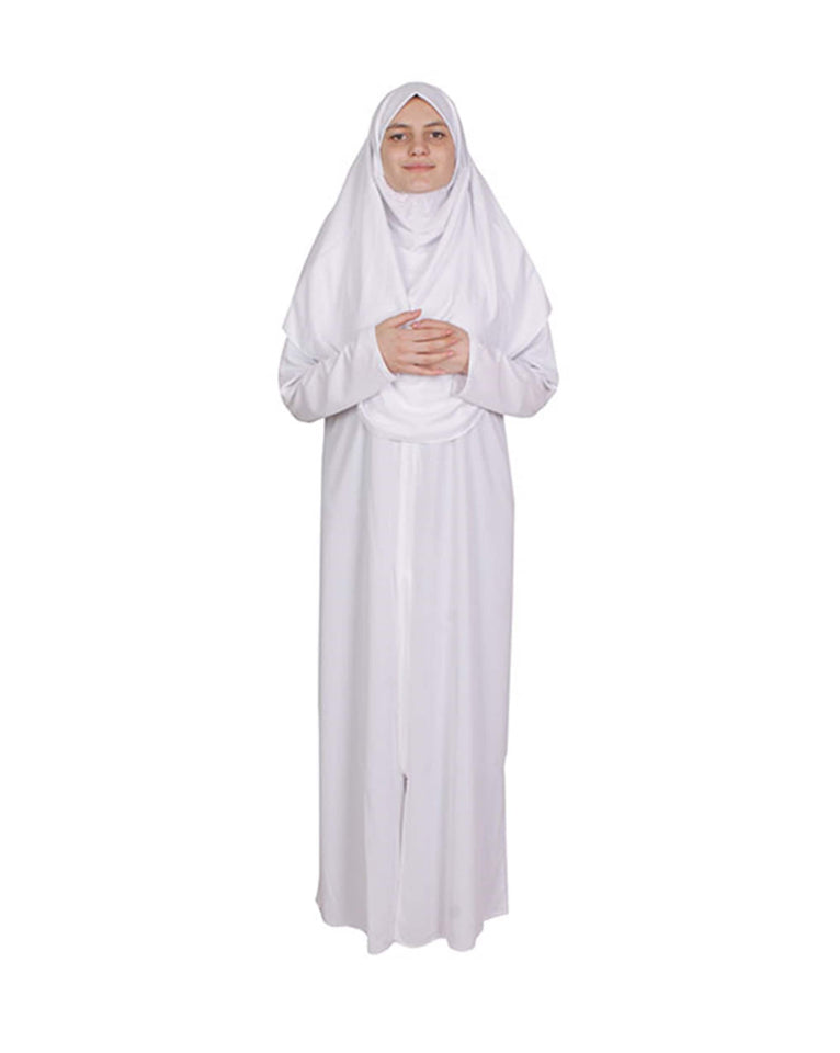 Off White Zippered One Piece Women's Prayer Dress | Womens Abaya |Burqa | Muslim Prayer Dress |Khimar Niqab | Muslim Gift | Jilbab |Jalabiya