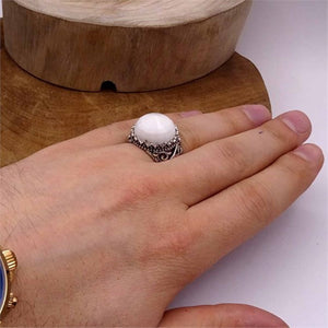 Anillo de plata de ley 925 hecho a mano con cúpula blanca lechosa, regalo ideal, regalo de joyería, regalo para ella, anillo delicado, regalo de aniversario