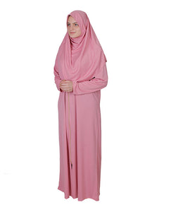 Light Rose Zippered One Piece Women's Prayer Dress | Womens Abaya | Burqa | Muslim Prayer Dress | Khimar Niqab | Muslim Gift | Jalabiya