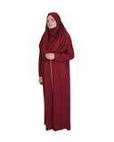 Burgundy Zippered One Piece Women's Prayer Dress | Women Abaya | Burqa | Muslim Prayer Dress | Khimar Niqab | Islamic Gift | Jalabiya |